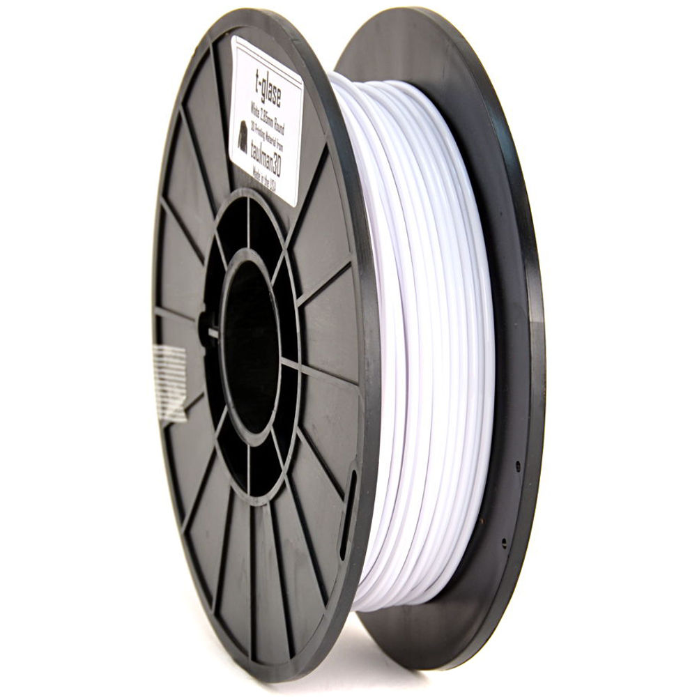 taulman3D 2.85mm t-glase Filamento (Blanco, 0.5kg, 512') - 100% Reclamable, Baja Contracción, Alta R