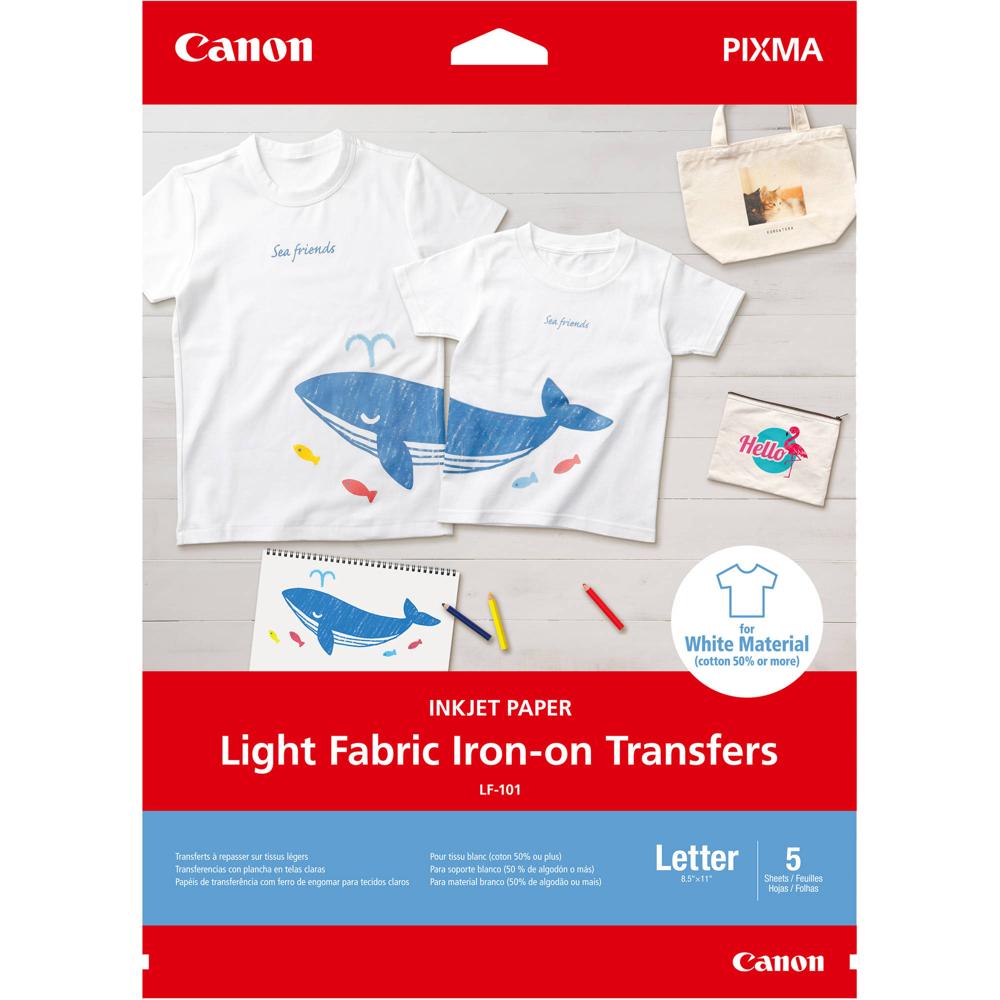 Transferencias de Tela Canon para Planchar (Paquete de 5) - Crea Camisetas Personalizadas, Bolsas de