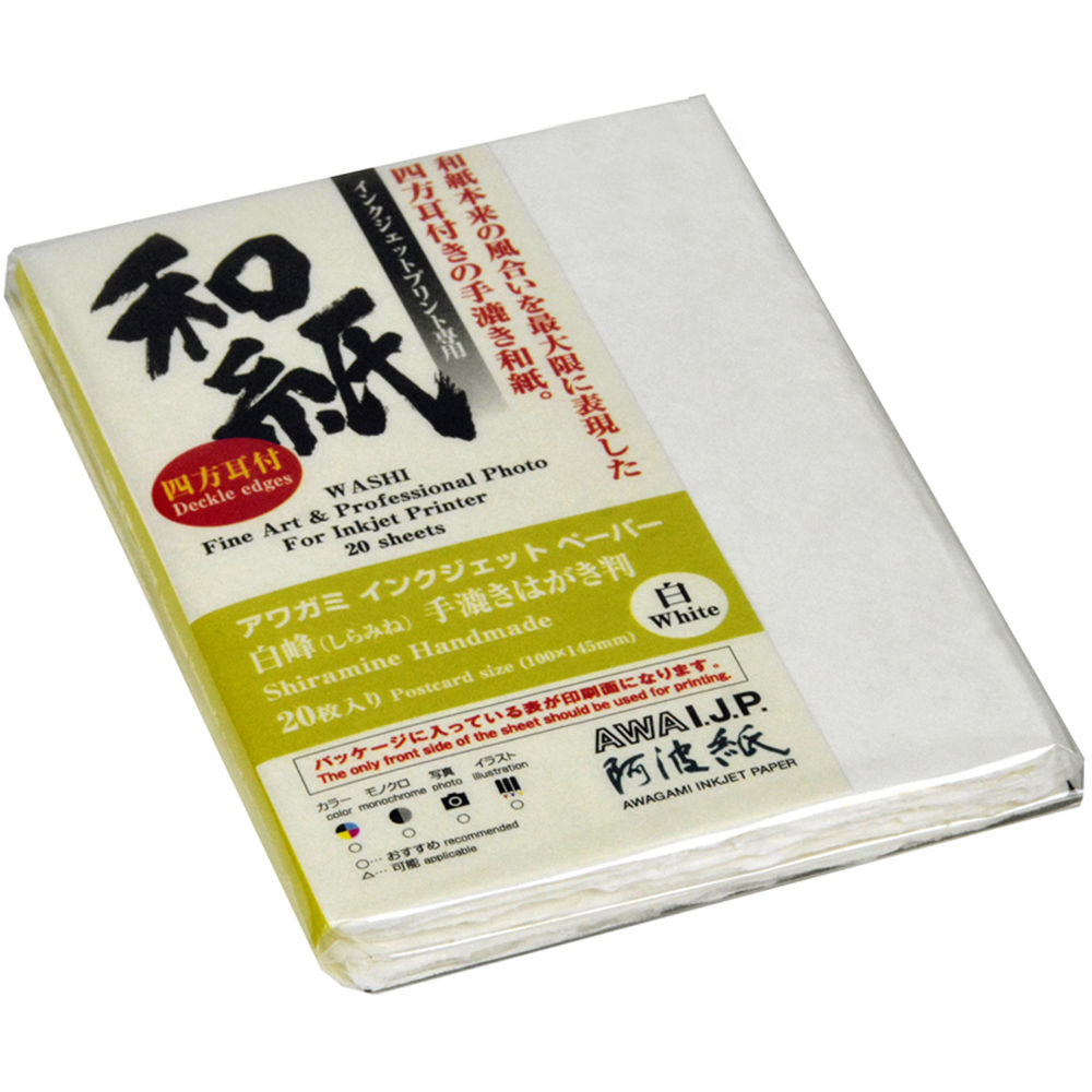 Tarjeta Postal Awagami Factory Shiramine con Bordes Deckle de 260-gsm (Paquete de 20 Hojas)
