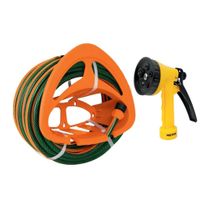 Combo Manguera de Riego 1/2"" 10 Metros más  Pistola de Riego 5 funciones y Portamanguera Truper