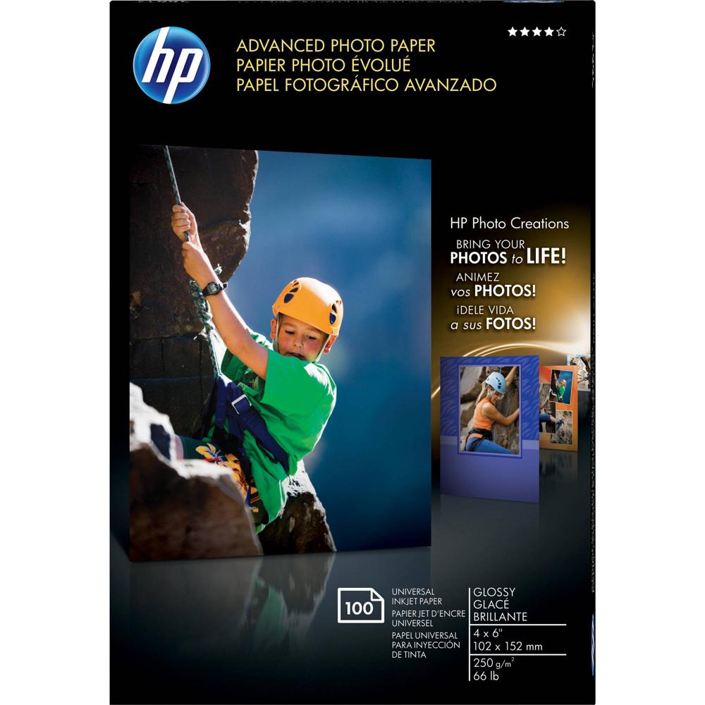 HP Papel Fotográfico Avanzado Inkjet Sin Bordes Brillante (A6) 4x6"" - 100 Hojas