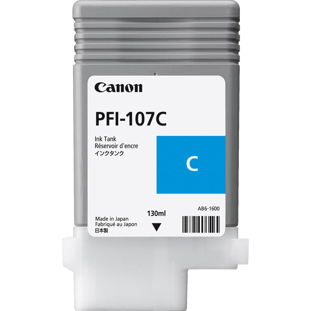 Cartucho de Tinta Cian Canon PFI-107C (130 ml) - Compatible con iPF680, iPF685, iPF780 & iPF785 - Te