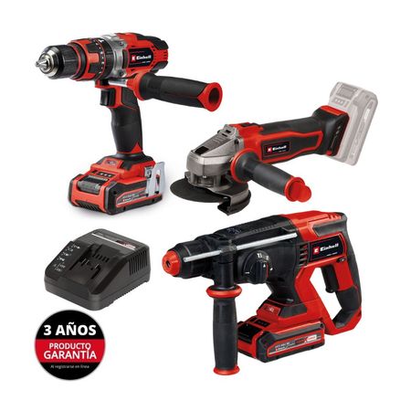 Combo de Herramientas Einhell: Rotomartillo + Esmeril + Taladro + 2 Baterías 18V