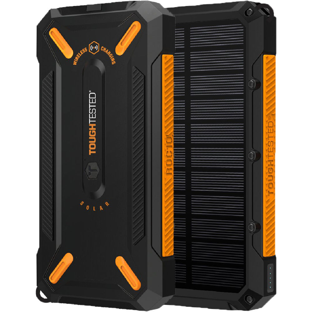 Cargador Solar ToughTested 10,000mAh y Power Bank Inalámbrico Portátil - Resistente al Agua y al Pol