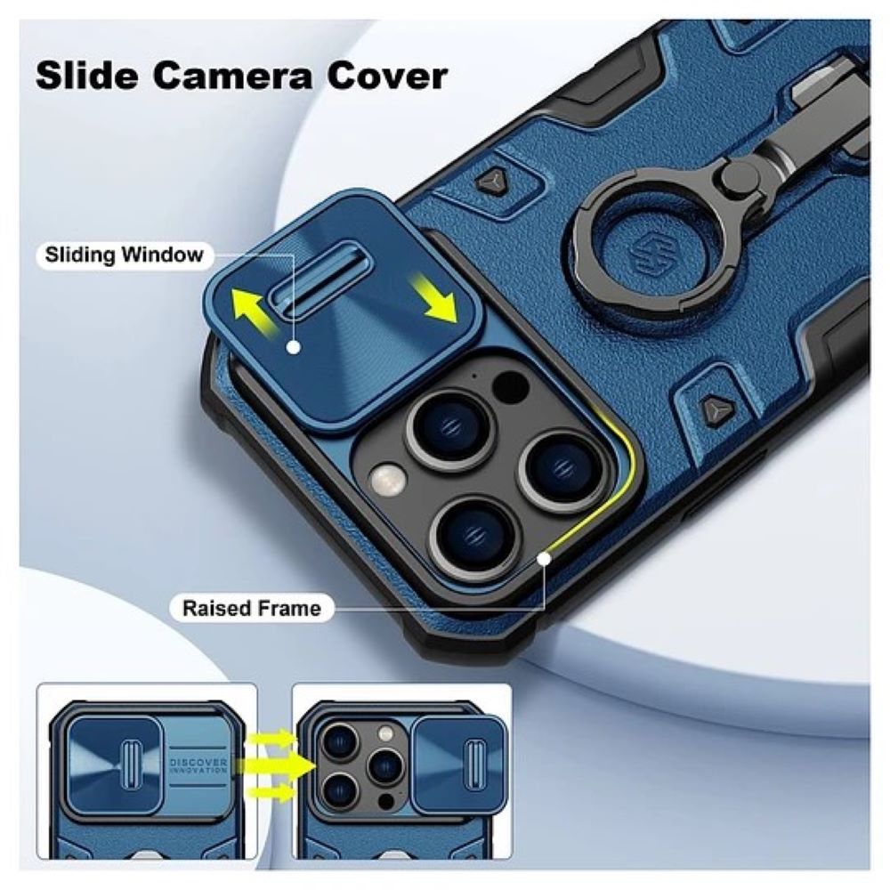 CASE Nillkin Camshield Armor para Iphone 15 Pro Azul