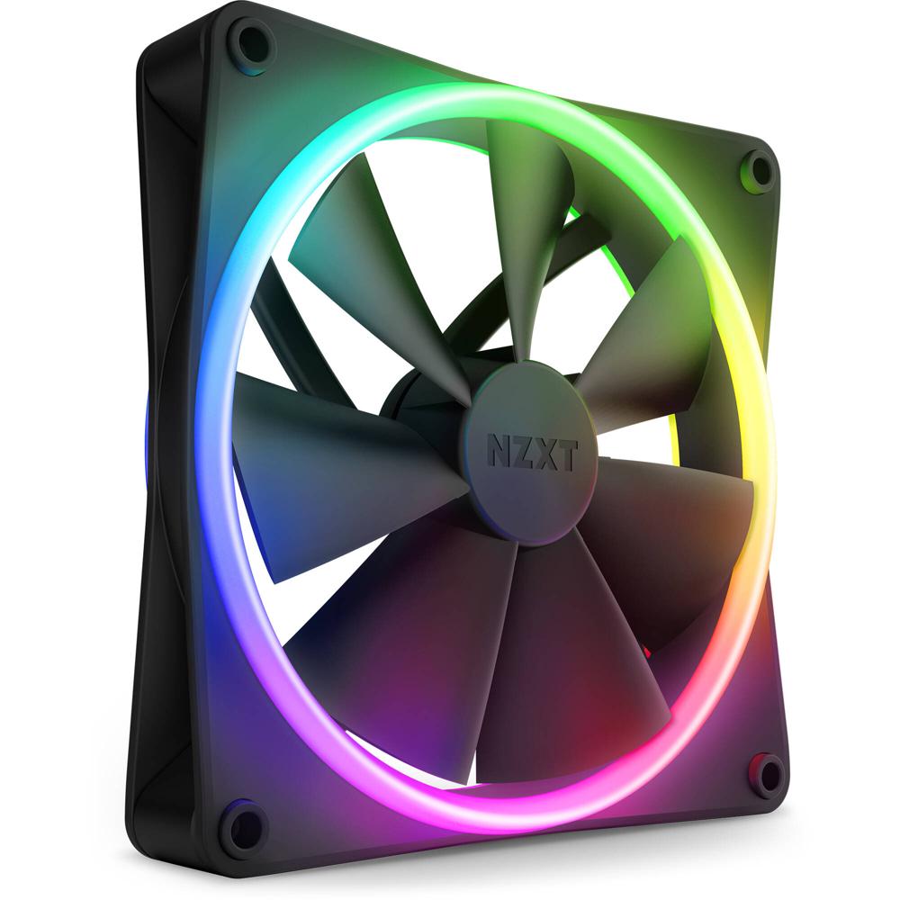Ventilador NZXT F140 RGB DUO (Negro) - 140mm, Iluminación RGB, Control PWM 4-Pin, Rodamiento Dinámic
