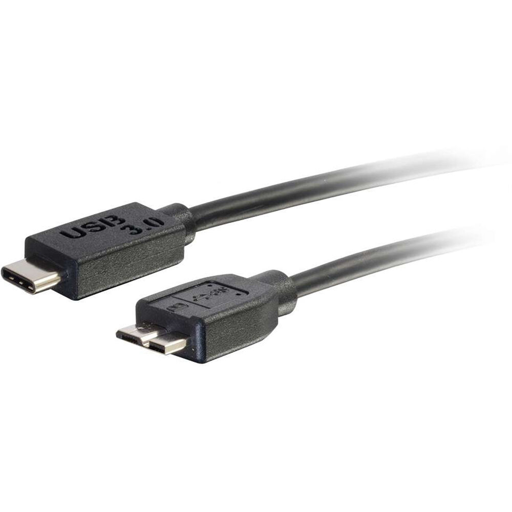 C2G Cable USB-C a USB Micro-B 3.1 Gen 1 (3', Negro) - Conector USB-C Macho, Conector USB Micro-B Mac