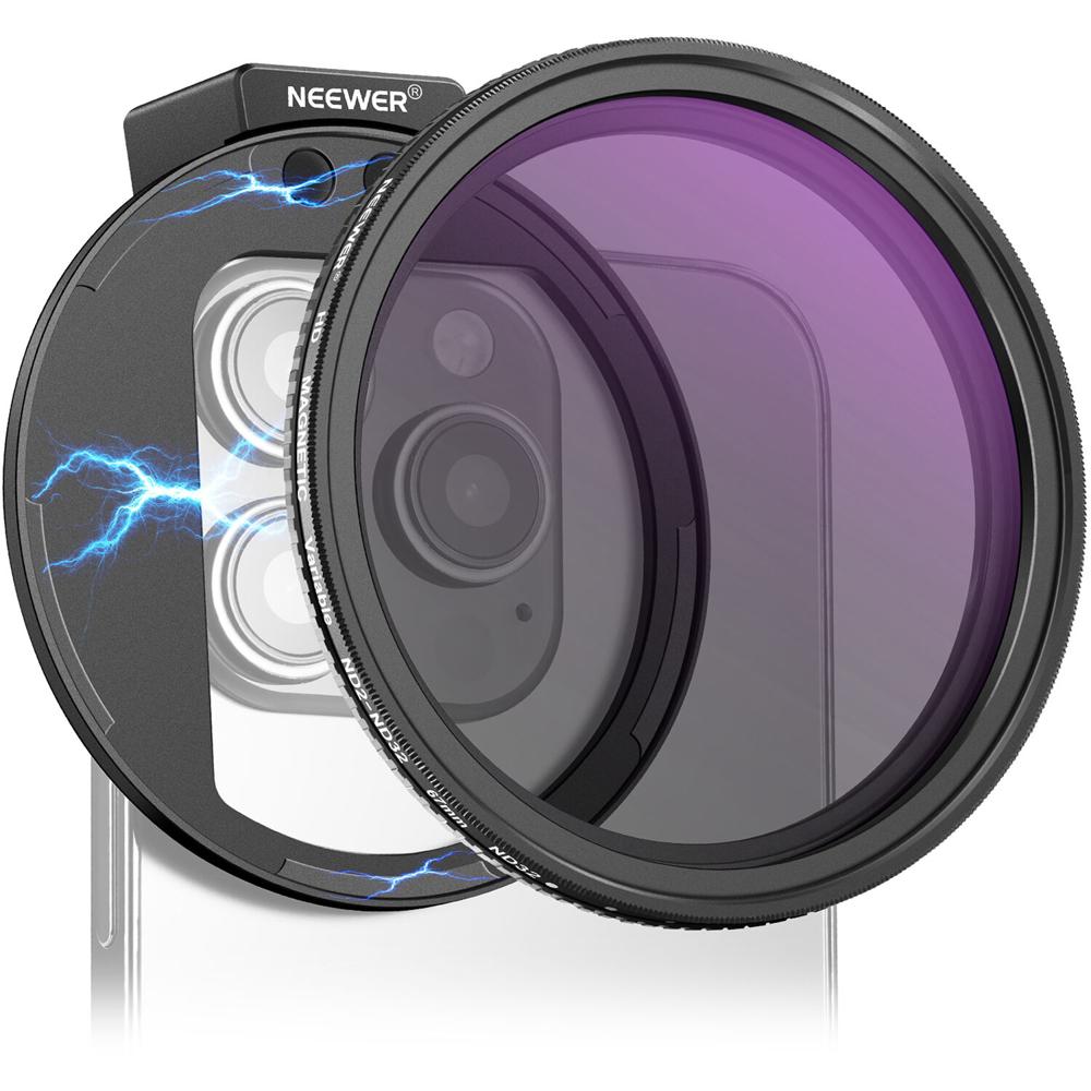Filtro de Lente Magnético Neewer ND2-32 para Smartphone (67mm, 1 a 5 Pasos) - Kit de Filtros ND Vari