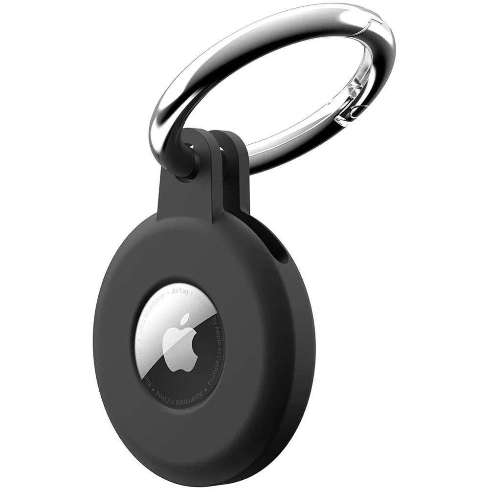 Funda de Silicona Sahara Case EasyClip para Apple AirTag (Negra) - Resistente a Impactos y Suciedad,