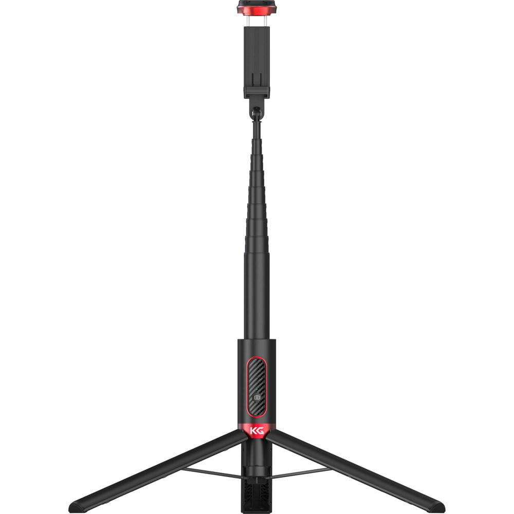 KraftGeek Selfie+ Tripod Max Pro (Negro y Rojo) - Soporte Ajustable, Control Remoto Bluetooth, Compa
