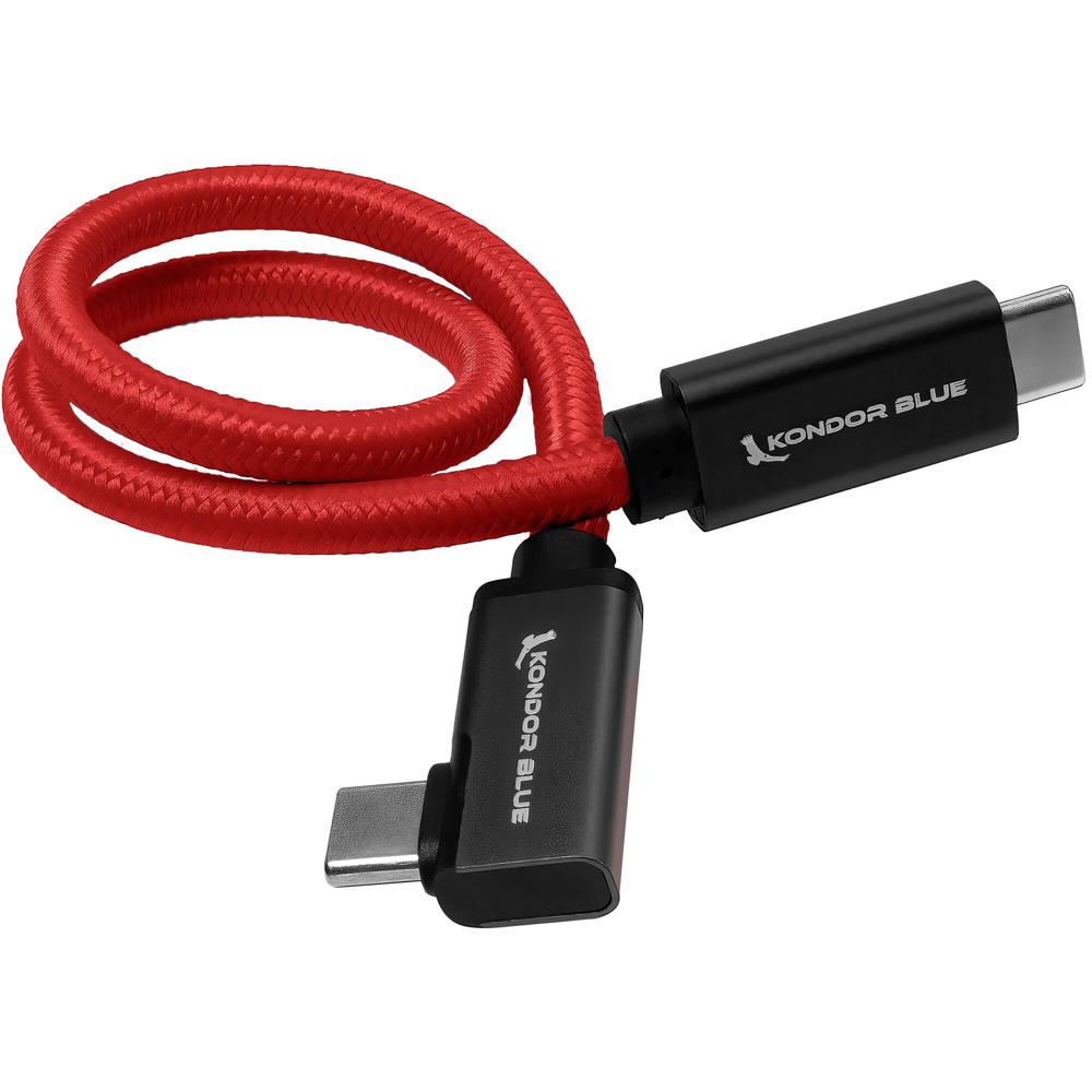 Kondor Blue Cable USB-C 3.1 Gen 2 en Ángulo Recto (12"", Rojo Cardenal) - Conectores USB-C 3.1 Gen 2,
