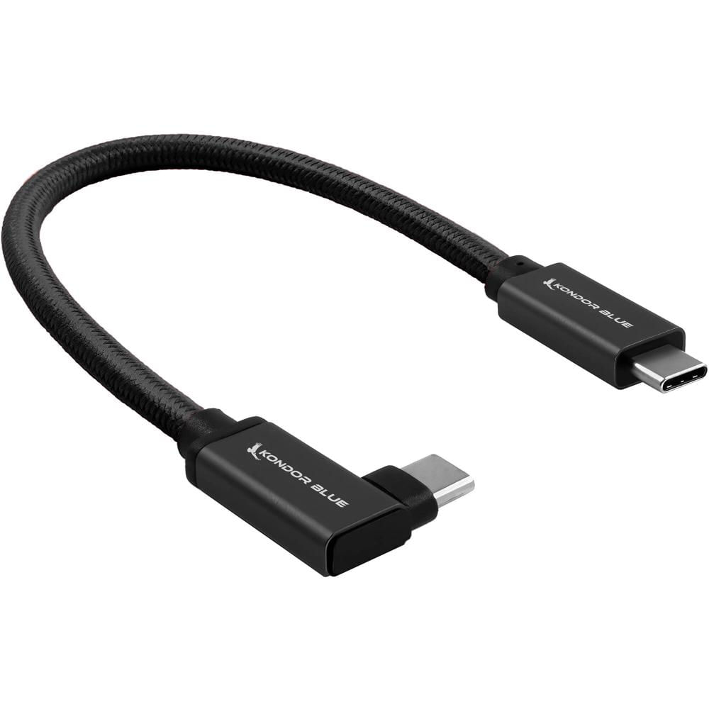 Kondor Blue Cable USB-C 3.1 Gen 2 en Ángulo Recto (8.5"", Negro Cuervo) - Conectores USB-C 3.1 Gen 2,