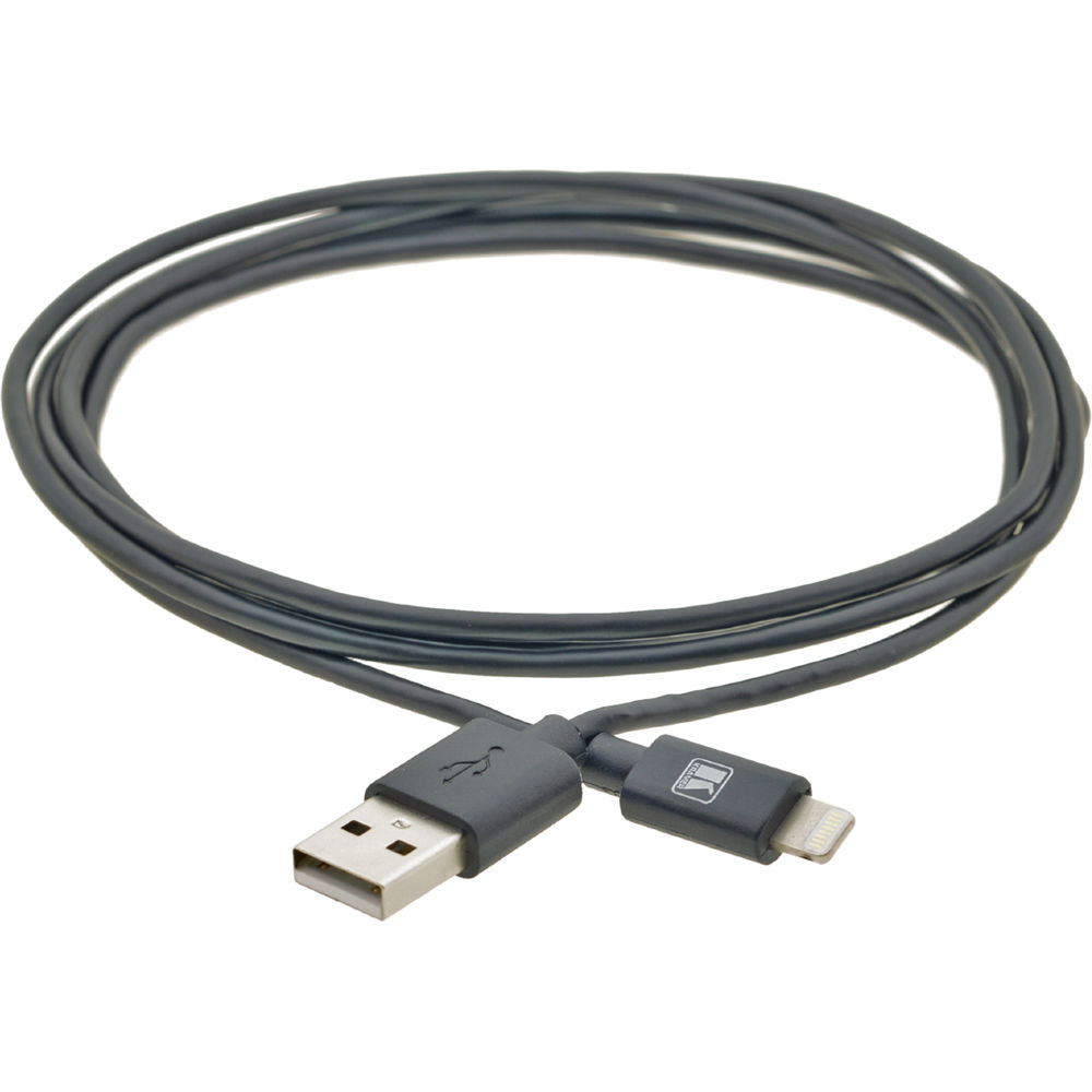 Kramer Cable de Sincronización y Carga Lightning a USB (3', Negro) - Conector Lightning Masculino, U