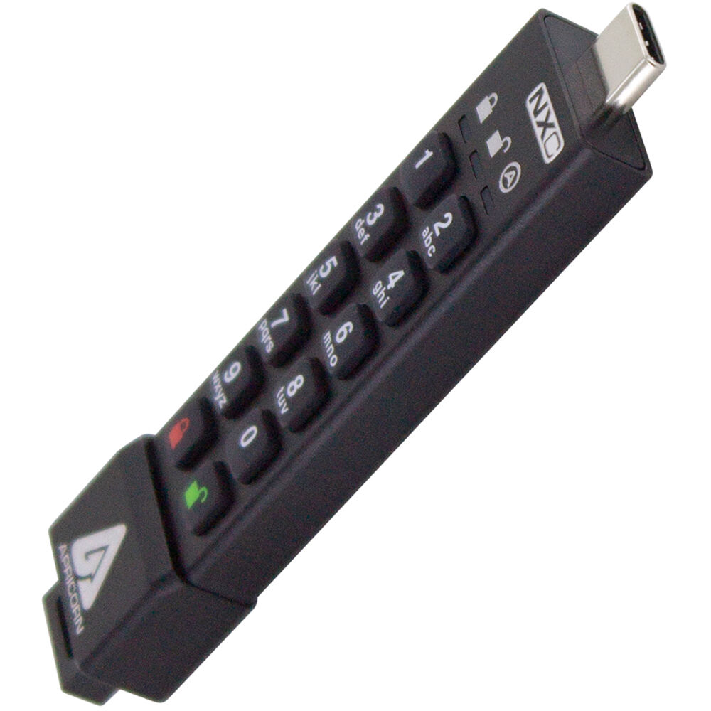 Apricorn 8GB Aegis Secure Key 3NXC - Unidad Flash Encriptada USB Tipo-C con Cifrado por Hardware, Re