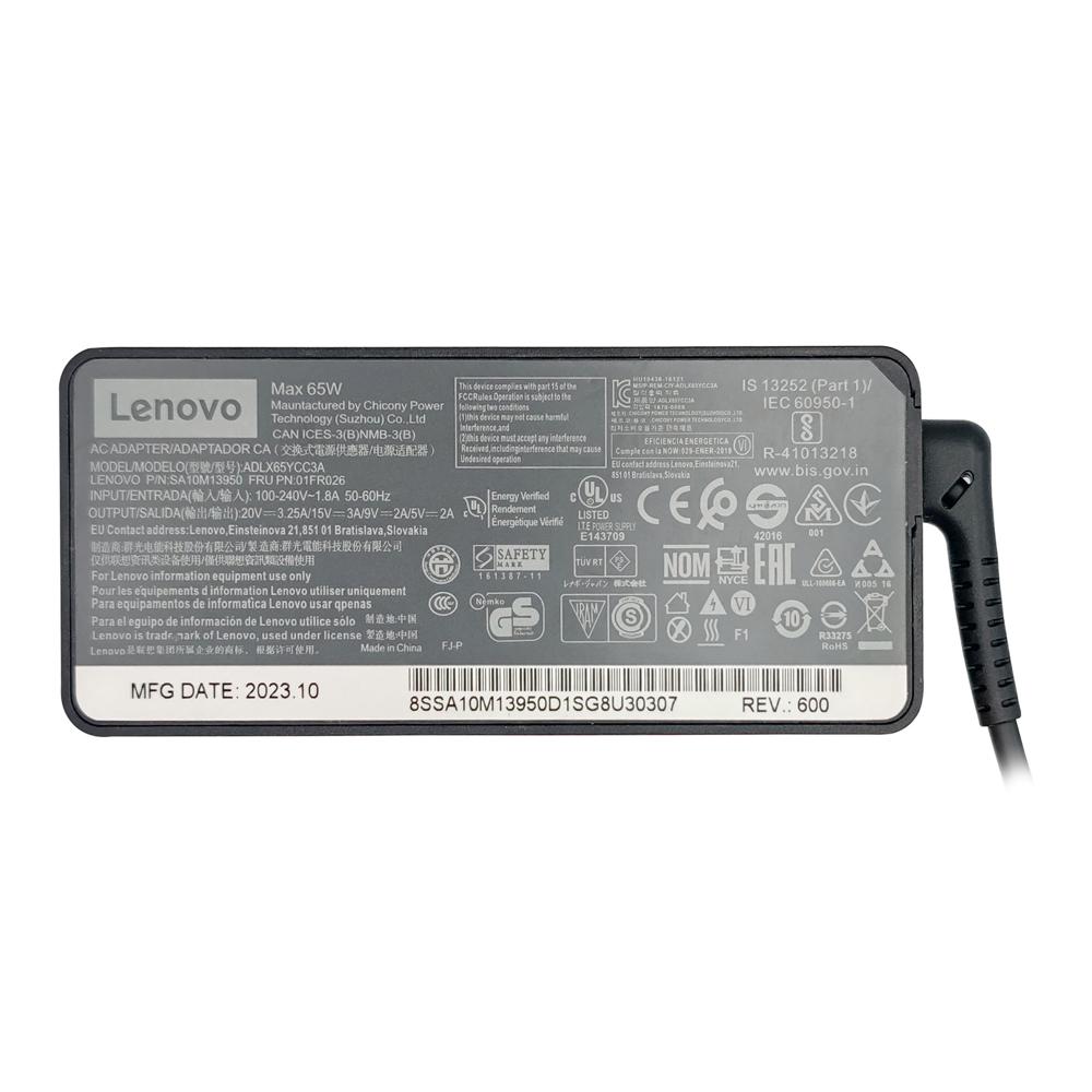 CARGADOR LENOVO 20V 3.25A 65W, PUNTA USB-C PARA LENOVO THINKPAD T14, T590 E14 NEGRO P/N: ADLX65YCC3A