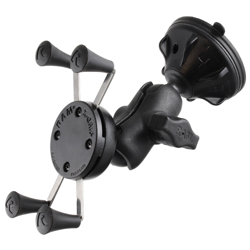 Soporte de Ventosa RAM MOUNTS de Compuesto con Bloqueo por Giro, Brazo Corto de Doble Socket y Sopor
