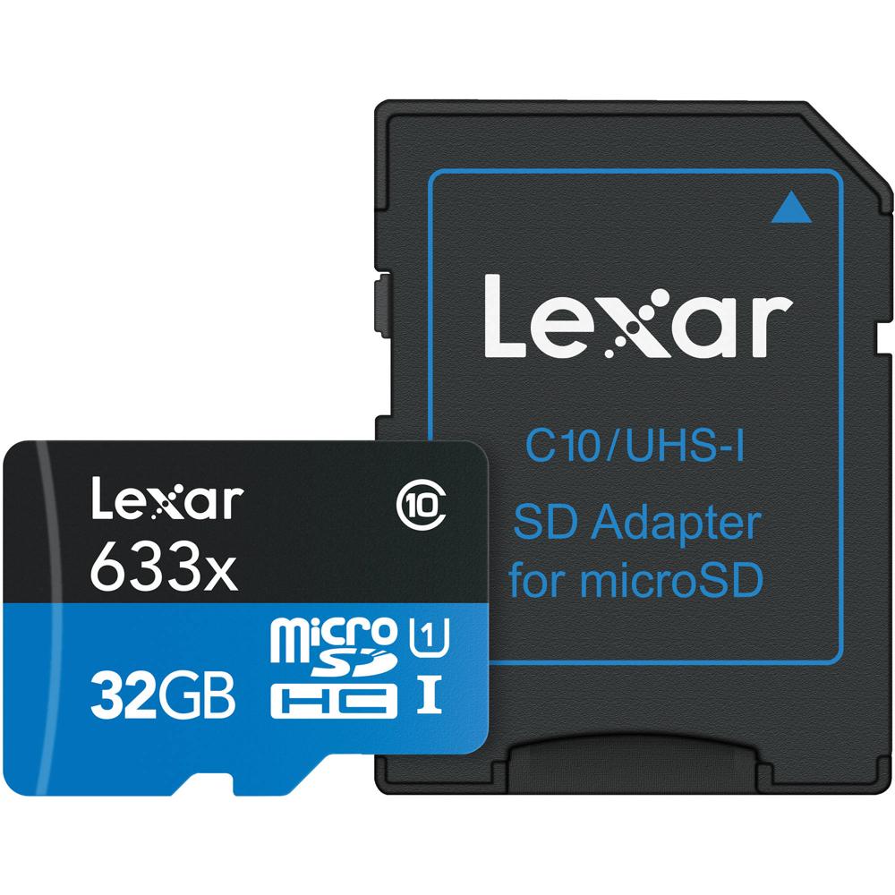 Tarjeta de Memoria Lexar 32GB UHS-I microSDHC 633x con Adaptador SD - Alta Velocidad, Clase 10, Idea