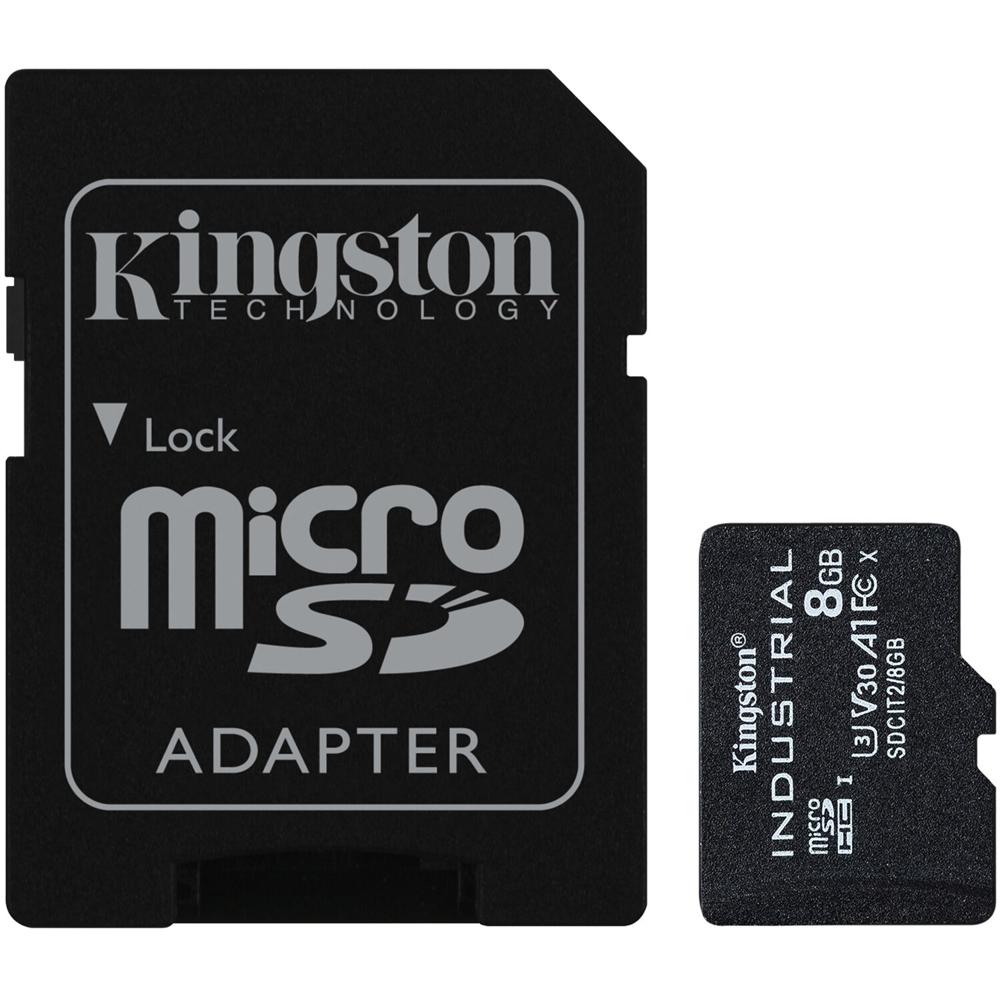 Tarjeta de Memoria Kingston 8GB Industrial UHS-I microSDHC con Adaptador SD - Velocidades de Lectura