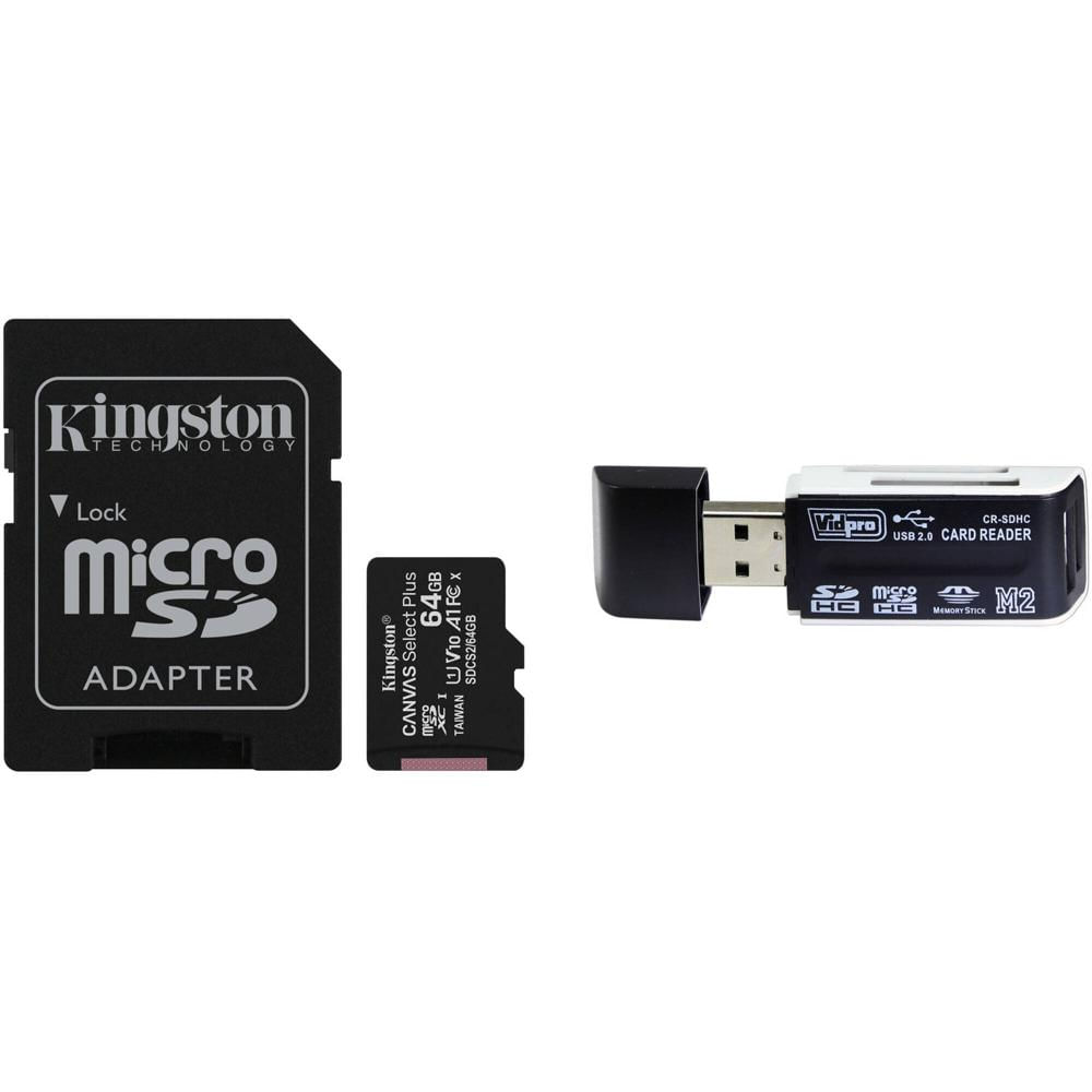 Tarjeta de Memoria Kingston 64GB Canvas Select Plus UHS-I microSDXC con Adaptador SD y Lector de Tar