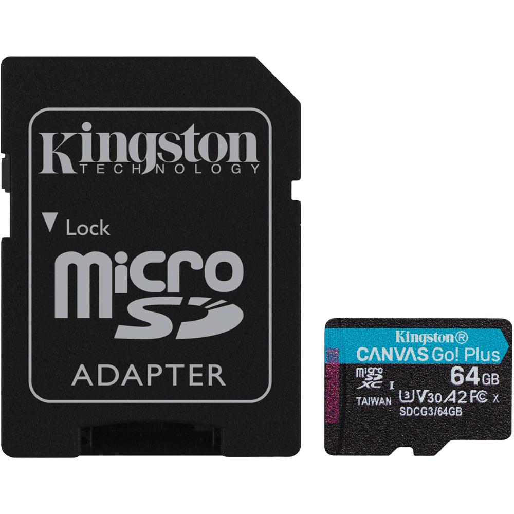Tarjeta de Memoria Kingston 64GB Canvas Go! Plus UHS-I microSDXC con Adaptador SD - Velocidades de L