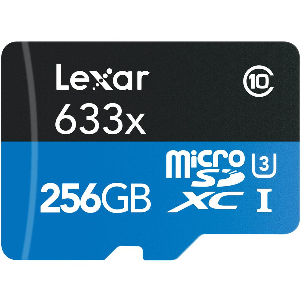Tarjeta de Memoria Lexar 256GB UHS-I microSDXC de Alto Rendimiento 633x con Adaptador SD - Graba Con