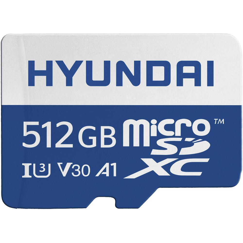 Tarjeta de Memoria Hyundai 512GB UHS-I microSDXC con Adaptador SD - A1, V30, U3, Clase 10, Velocidad