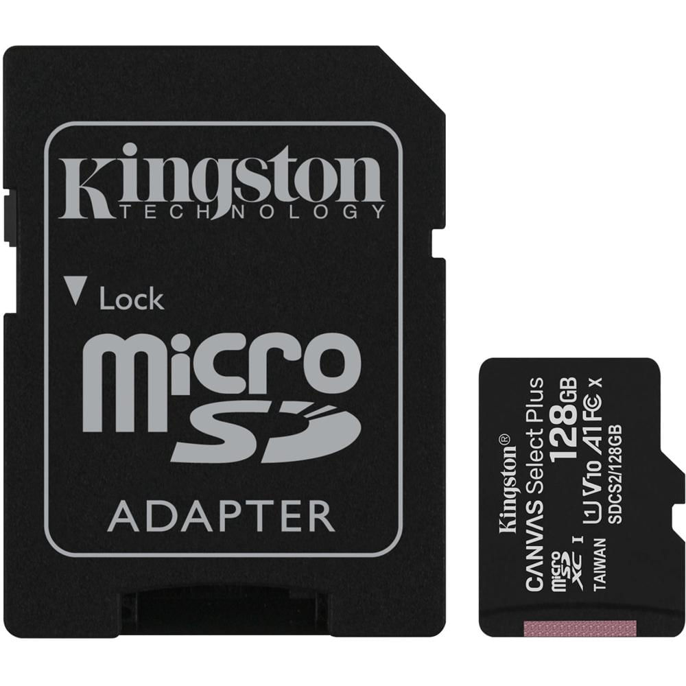 Tarjeta de Memoria Kingston 128GB Canvas Select Plus UHS-I microSDXC con Adaptador SD - Velocidad de