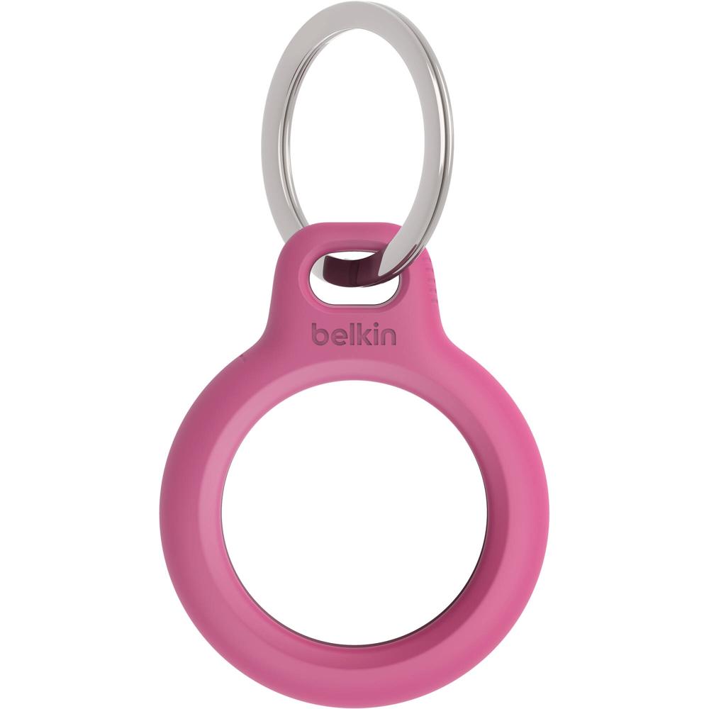 Soporte Seguro Belkin con Llavero para Apple AirTag (Rosa) - Seguimiento Remoto, Diseño Seguro, Comp