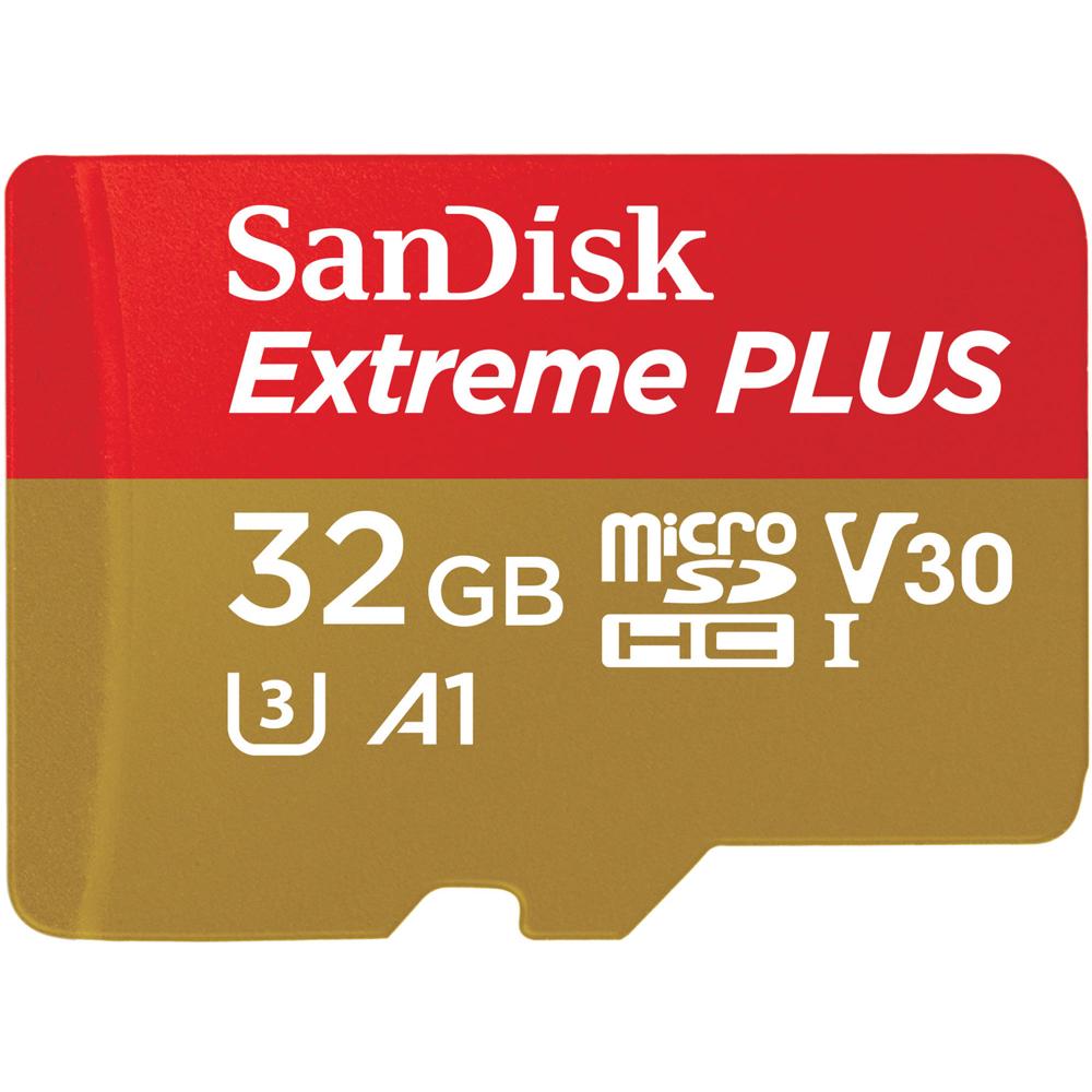 Tarjeta de Memoria SanDisk 32GB Extreme PLUS UHS-I microSDHC con Adaptador SD - Velocidades de Lectu