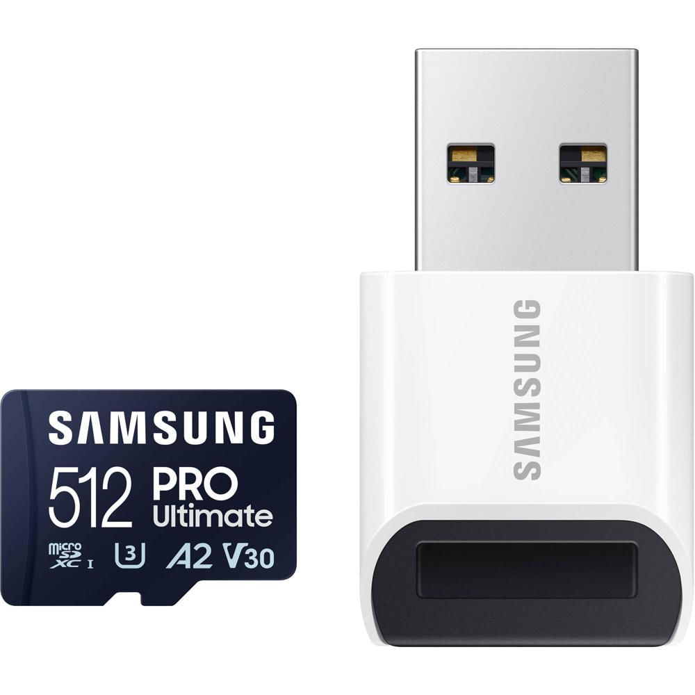 Tarjeta microSDXC Samsung 512GB PRO Ultimate UHS-I con Lector USB-A - Velocidades de Lectura 200 MB/