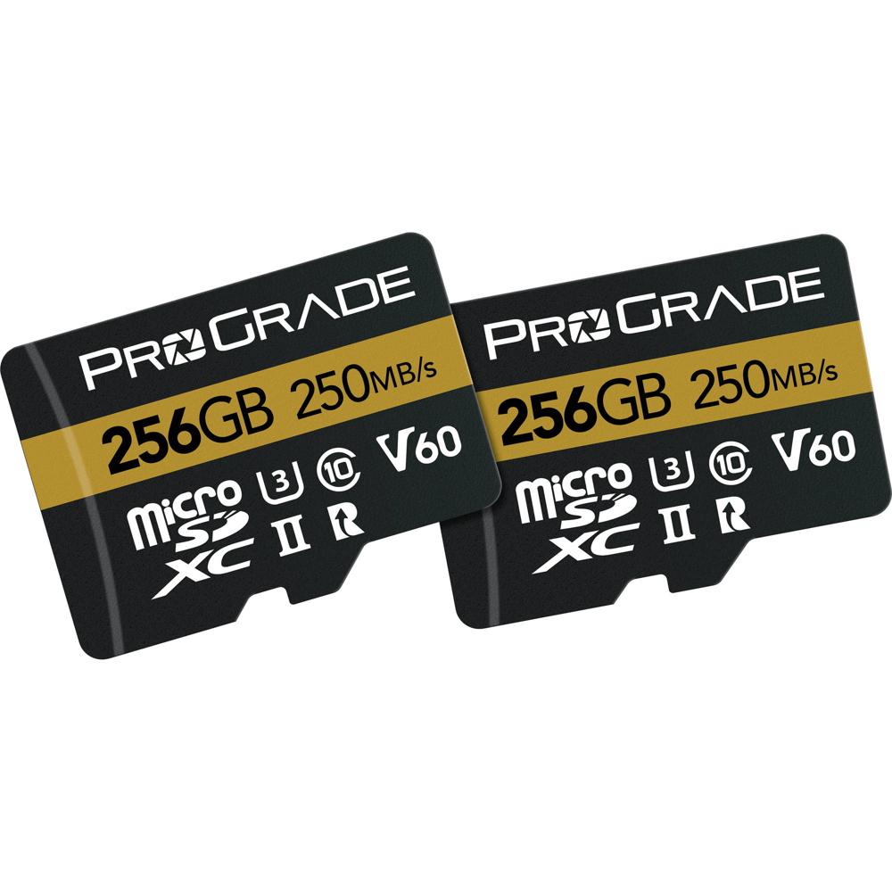 Tarjeta de Memoria ProGrade Digital 256GB UHS-II microSDXC con Adaptador SD (Paquete de 2) - Velocid