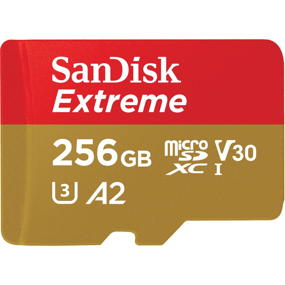 Tarjeta de Memoria SanDisk 256GB Extreme UHS-I microSDXC - A2, V30, U3, 190 MB/s Lectura, 130 MB/s E