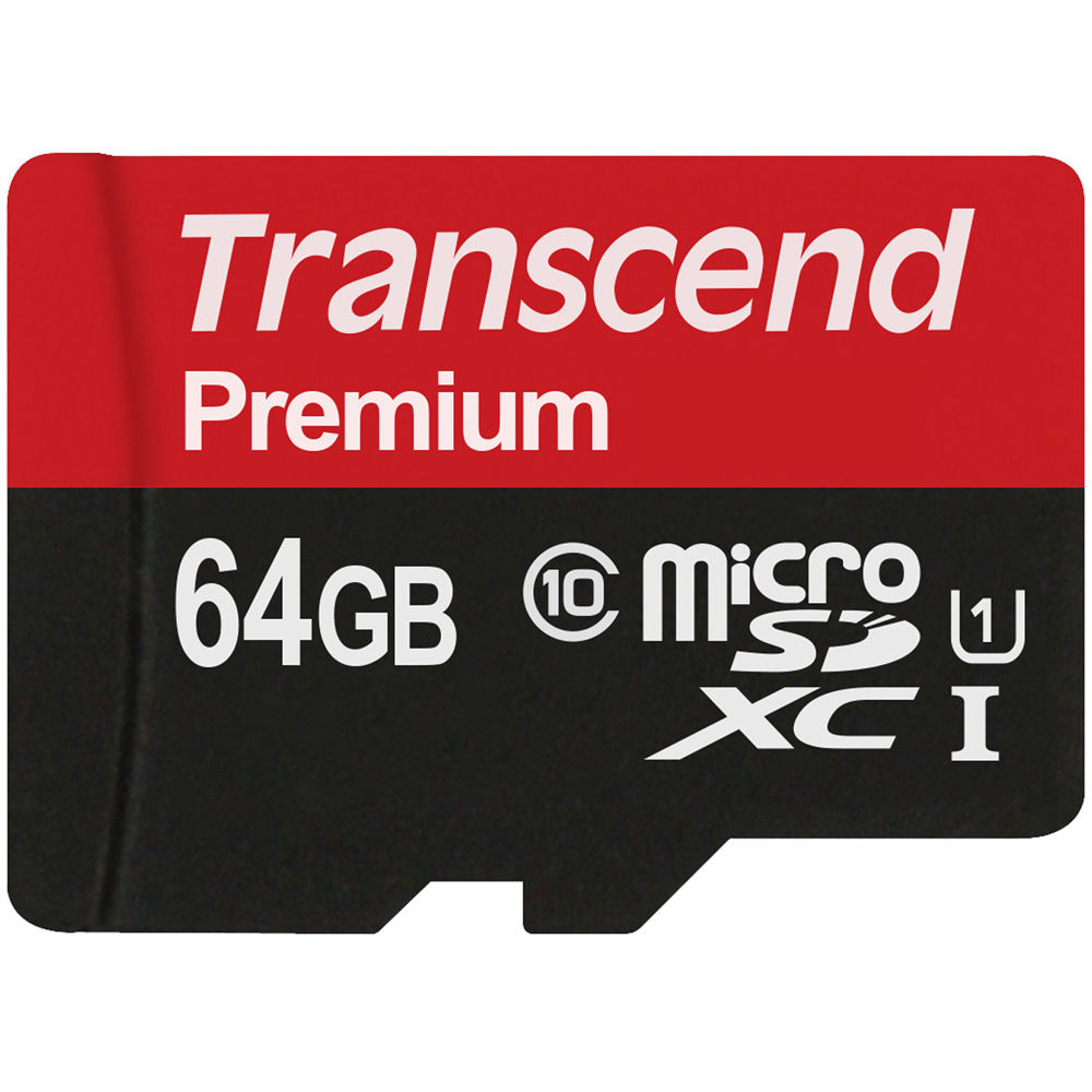 Tarjeta de Memoria Transcend 64GB Premium microSDXC UHS-I con Adaptador SD - Velocidad de Lectura 60
