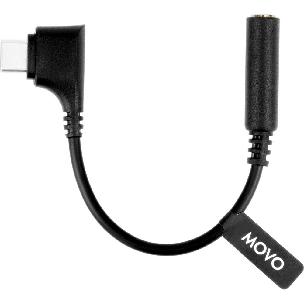 Adaptador de Audio Movo Photo UCMA-3: Cable de 3.5mm TRRS Femenino a USB Tipo-C en Ángulo Recto para