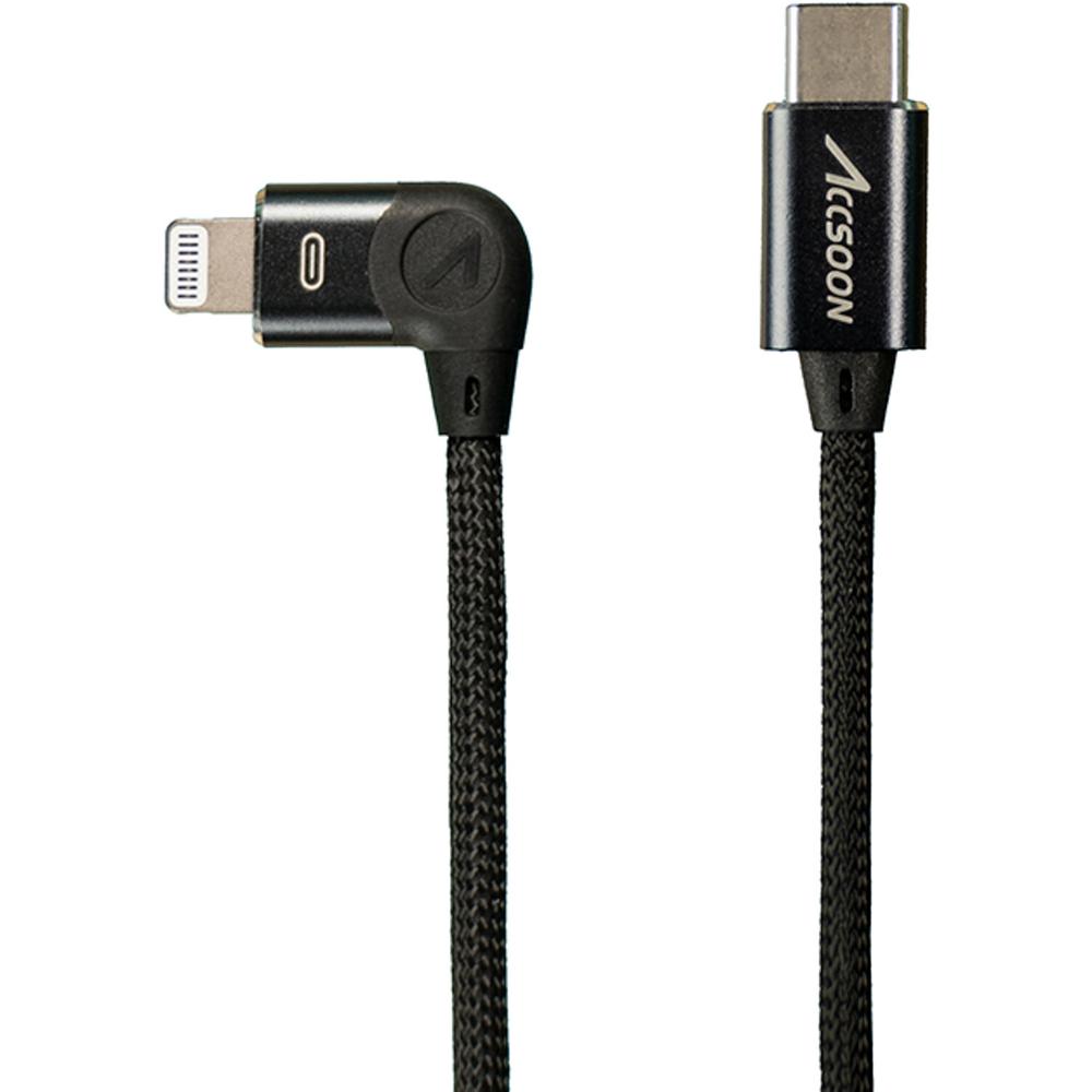 Cable Accsoon USB-C Macho a Lightning Macho (3.3') - Conector Lightning en Ángulo Recto, Conector US