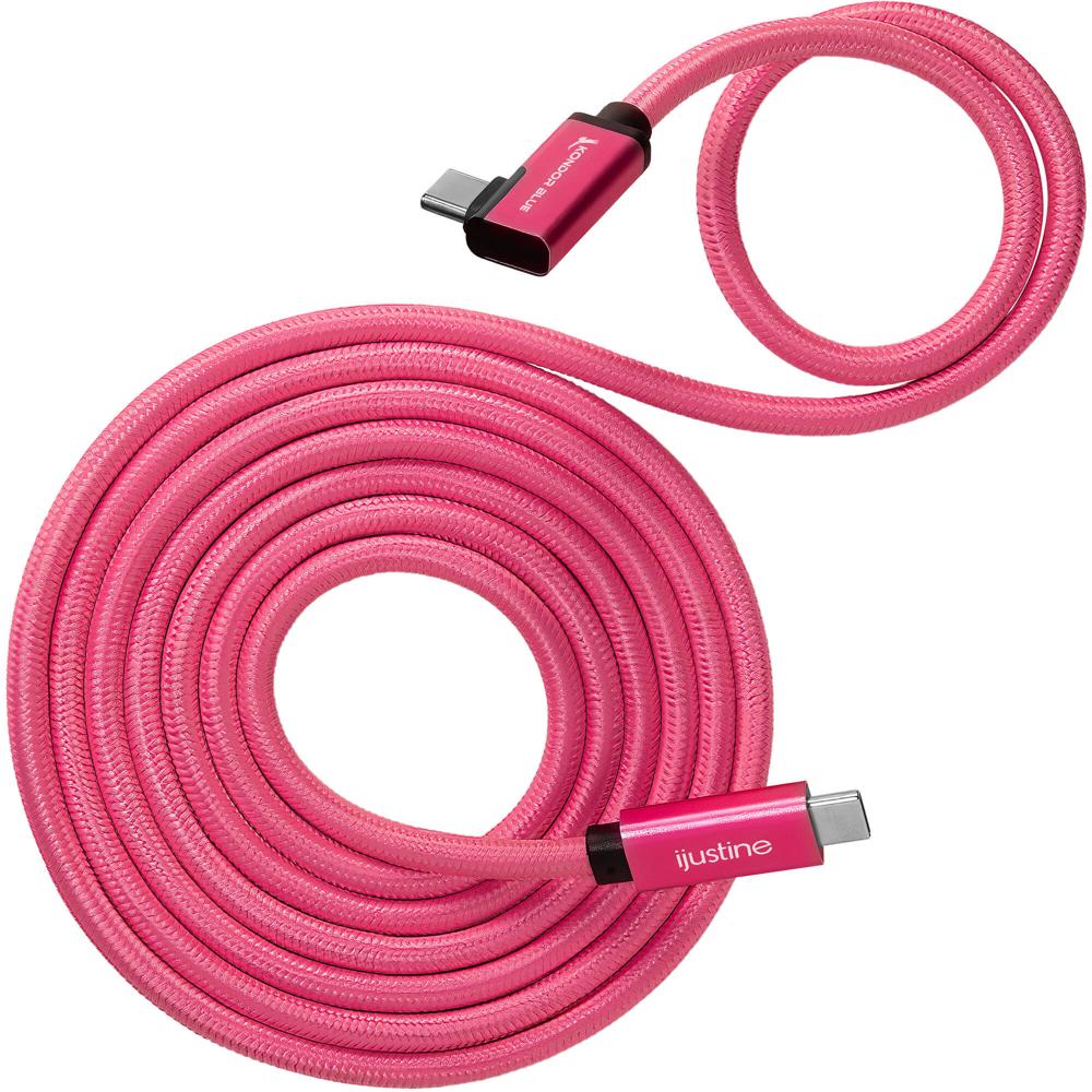 Kondor Blue iJustine Cable USB-C 3.2 Gen 2 de 6' (Ángulo Derecho, Rosa) - Velocidad de Transferencia
