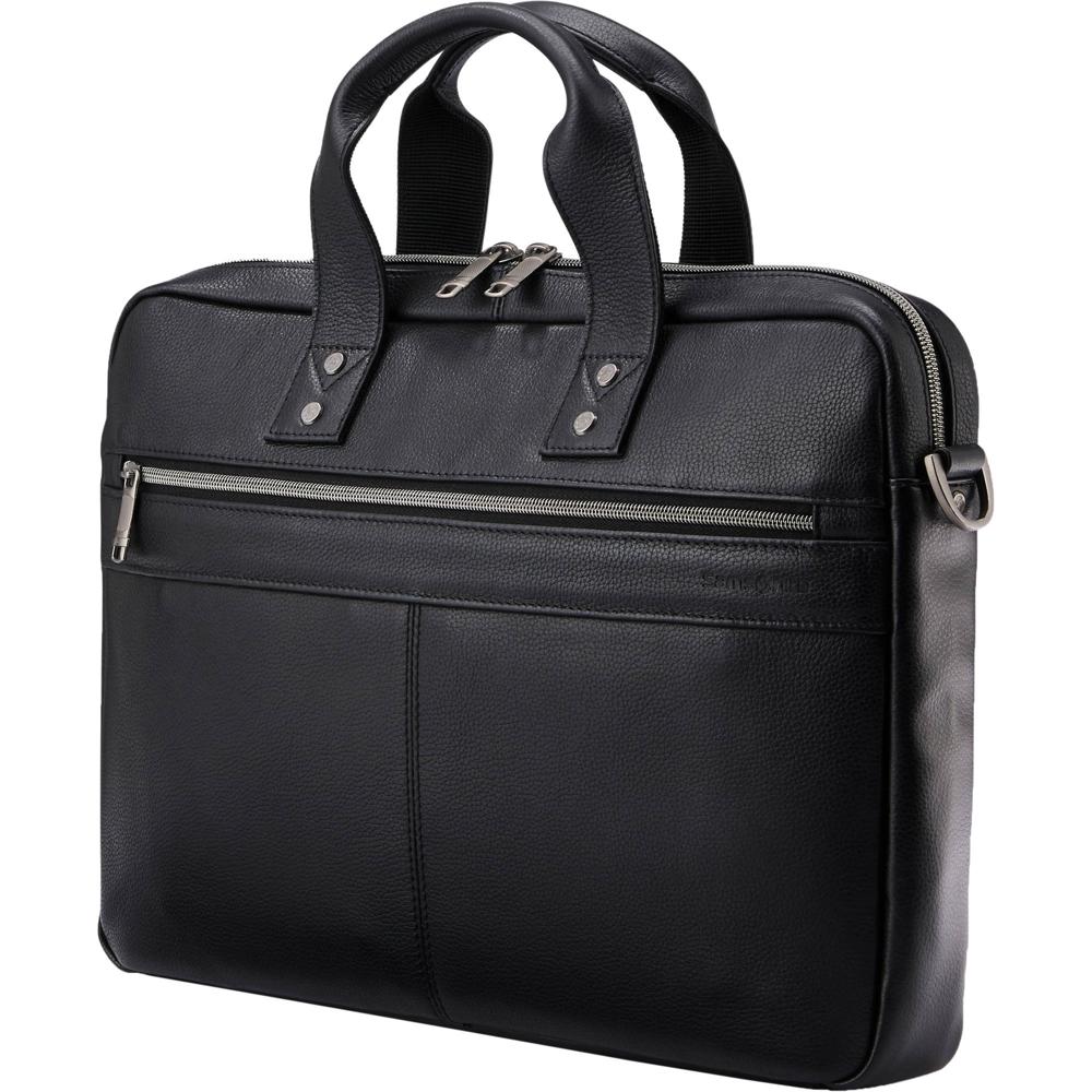 Samsonite Classic Leather Slim Brief (Negro) - Soporta Laptop de 15.6"" y Tablet, Gran Bolsillo Front