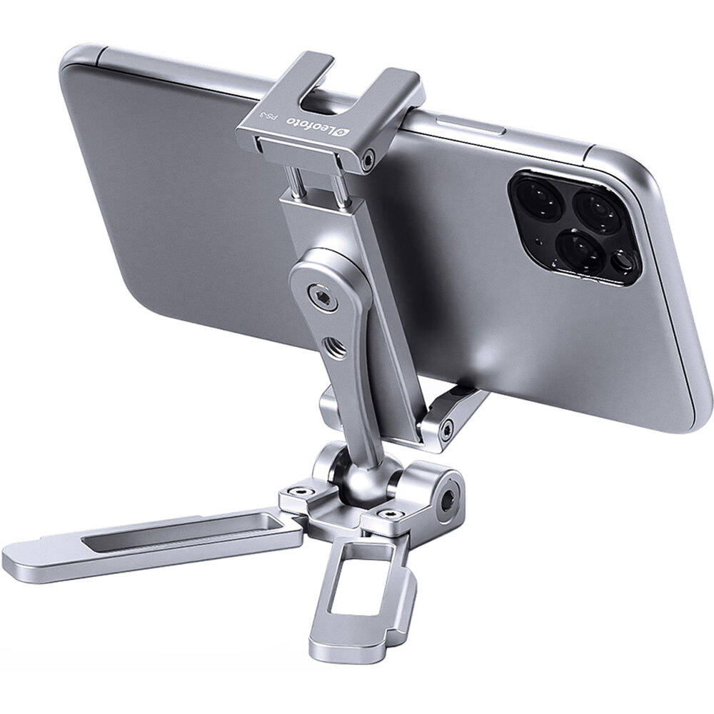 Soporte Plegable Multi-Funcional para Celular Leofoto PS-3 (Plata) - Compatible con Smartphones de 2