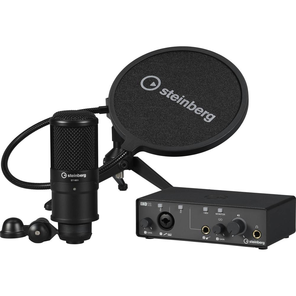 Steinberg IXO12 Interfaz de Audio USB-C Pack para Podcast (Negro) - Ideal para Podcasters, Streamers