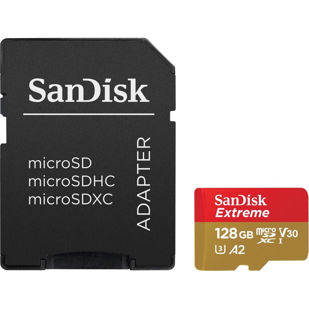 Tarjeta de Memoria SanDisk 128GB Extreme UHS-I microSDXC con Adaptador SD - Velocidades de Lectura 1