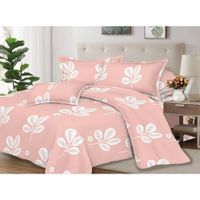 Juego de Sábanas Suave Algodón 2Plazas 4 Piezas 2000 Hilos Rosa Blanco