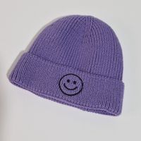 Chullo morado tejido con cara feliz para bebe de 1 a 3 años Aititi´s Kids