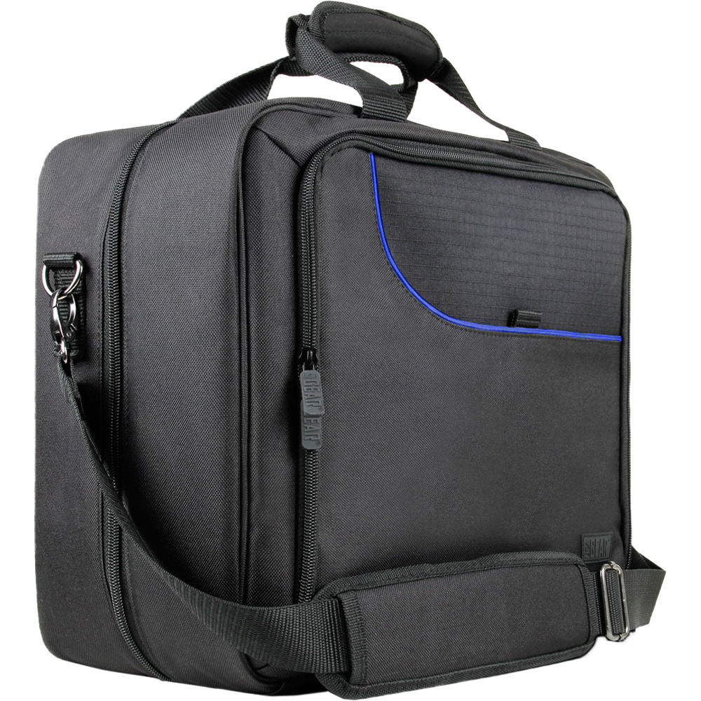 Funda de Viaje USA GEAR S13 para PlayStation 4 (Gris/Azul) - Con Correa Ajustable, Asas, Bolsillos E