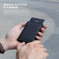 VULKIT Tarjetero automático de cuero con bloqueo RFID