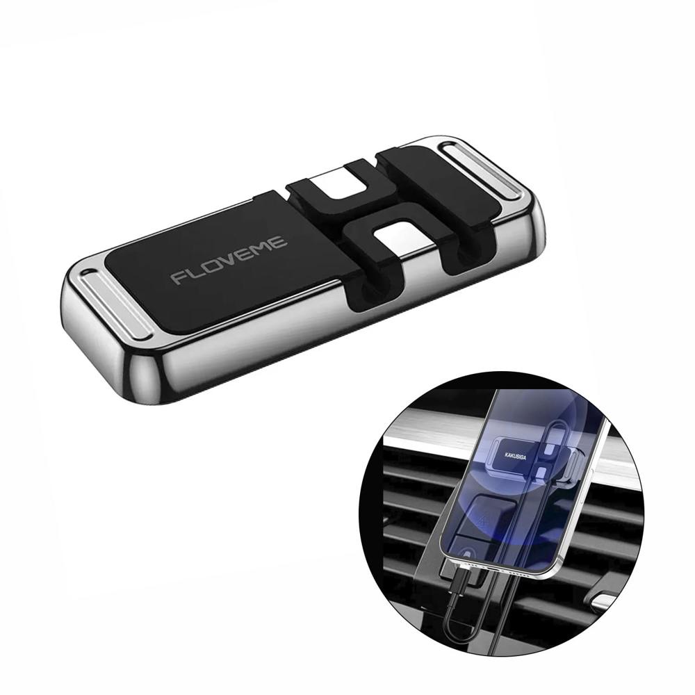 Soporte Magnético Gris para Celular con sujetador de cables para autos