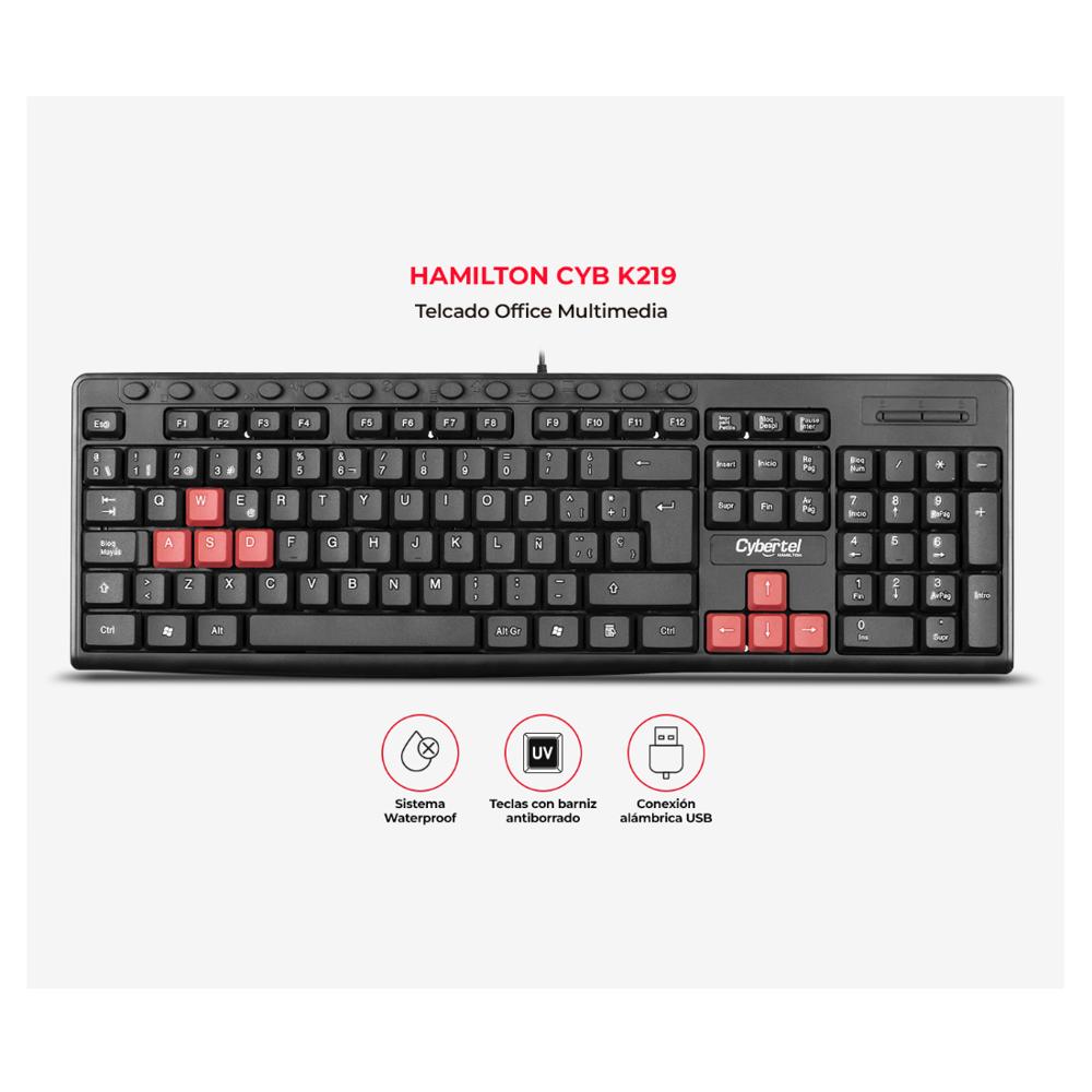 Teclado Multimedia HAMILTON CYB K219 USB Cybertel