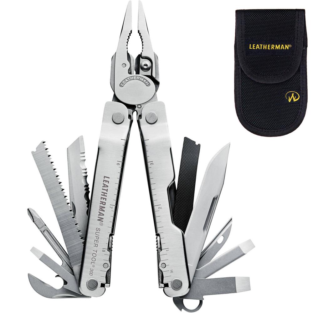 Leatherman Super Tool 300 - Multi-Herramienta con Funda de Nylon Negra (Acero Inoxidable) - 19 Herra