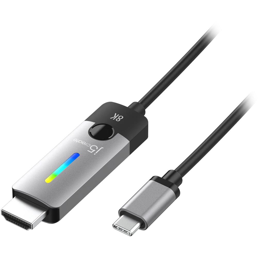 j5create Cable USB-C a HDMI 2.1 8K (6') - Soporta Resolución 7680 x 4320, 144 Hz, HDR y Luz RGB