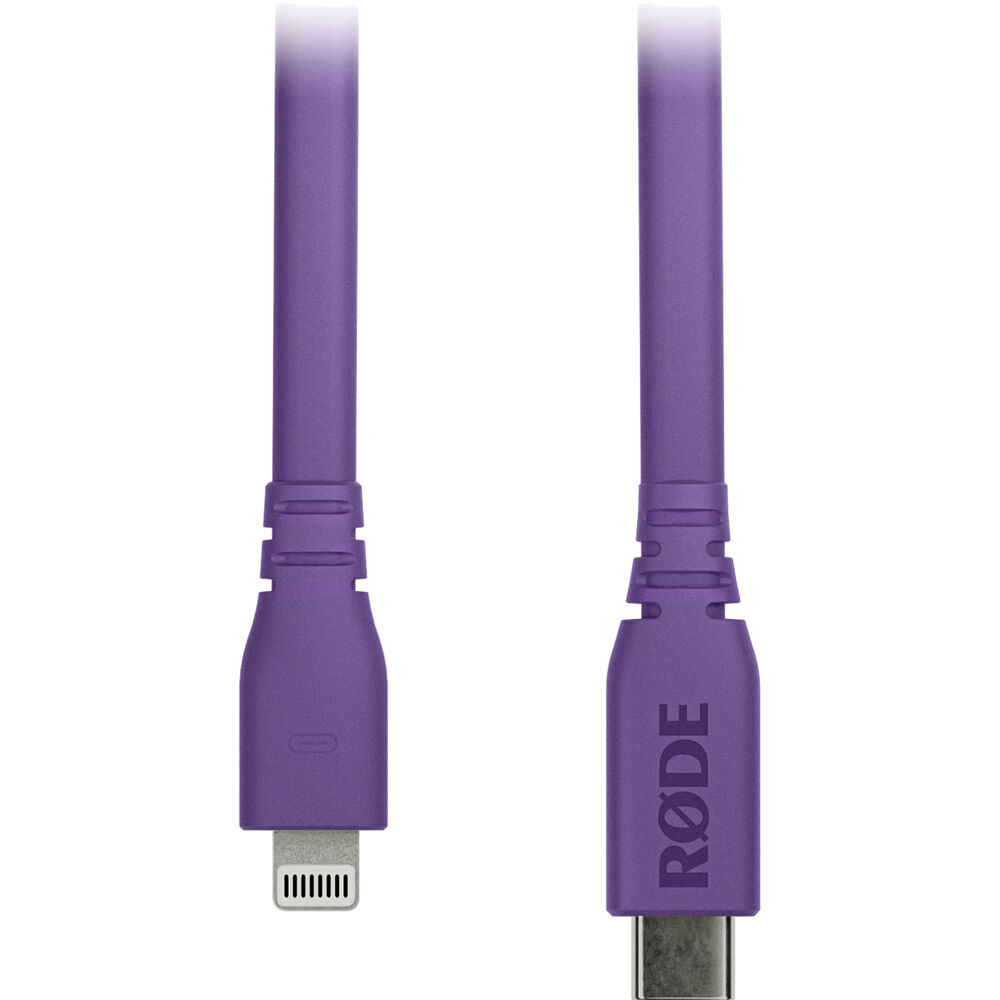 Cable RODE SC19 Lightning a USB-C (Púrpura, 5') - Conectores Masculinos, Certificado MFi, Compatible