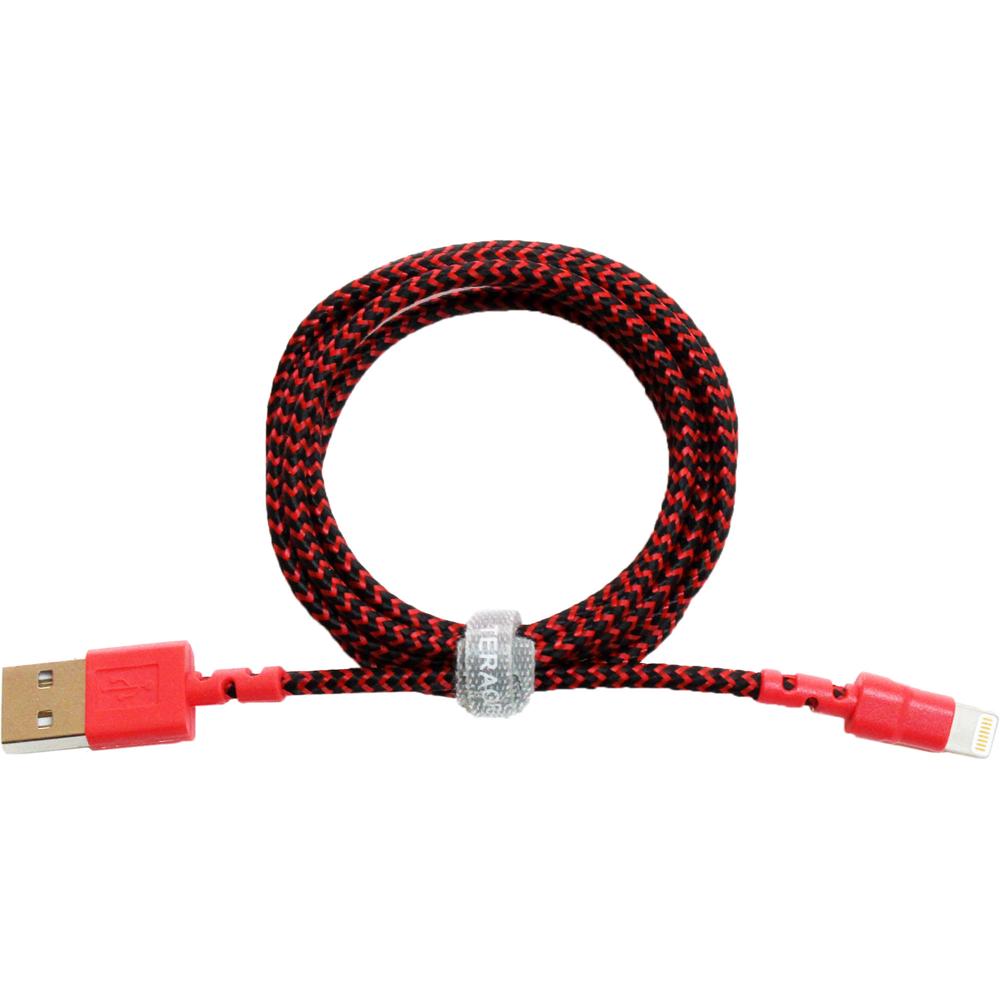 Cable trenzado Tera Grand Lightning a USB MFi Certificado para Apple (4', Rojo/Negro)